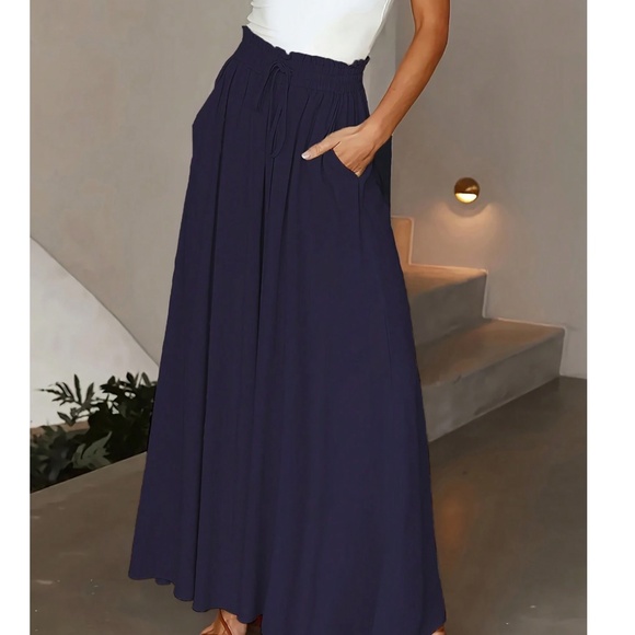 Plus Classic Paper bag High Waisted Pockets Wide leg pants - Picture 14 of 14